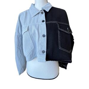 Missguided cropped color block jacket in a size 8